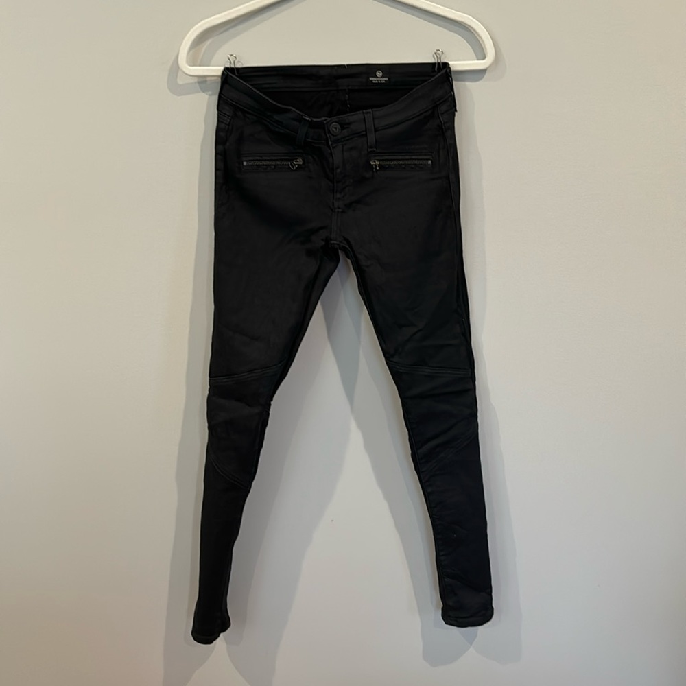 AG jeans with leather coating. Size 25